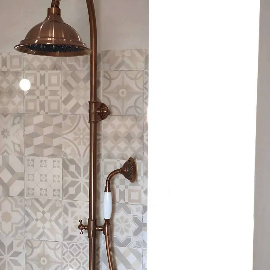 Essebagno Colonne de douche rétro cuivre brossé mitigeur mécanique Leeds