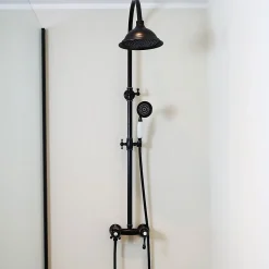 Essebagno Colonne de douche rétro noir vieilli mitigeur mécanique Leeds