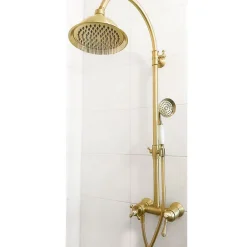 Essebagno Colonne de douche rétro or brossé mitigeur mécanique Leeds