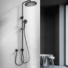 Homelody Colonne de Douche Sans Mitigeur Systeme de Douche Effet Pluie Douchette 3 Fonctions Hauteur Reglable 500 a 1220 mm Inox Noir* Colonne De Douche Sans Robinetterie