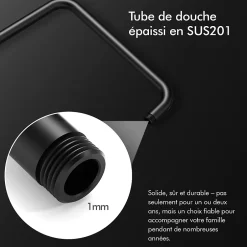 Homelody Colonne de Douche Sans Mitigeur Systeme de Douche Effet Pluie Douchette 3 Fonctions Hauteur Reglable 500 a 1220 mm Inox Noir* Colonne De Douche Sans Robinetterie