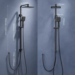 Homelody Colonne de Douche sans Mitigeur Systeme de Douche avec Douchette Set Kit de Douche en Acier Inox Noir Réglable en Hauteur* Colonne De Douche Sans Robinetterie