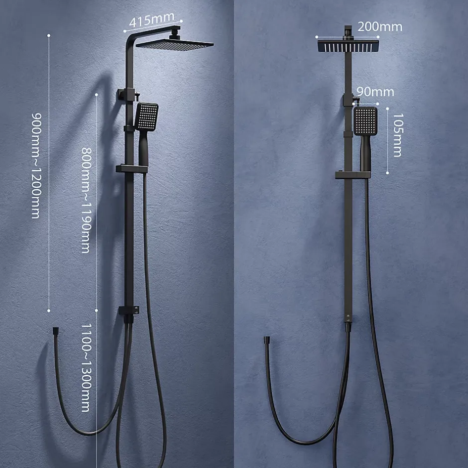 Homelody Colonne de Douche sans Mitigeur Systeme de Douche avec Douchette Set Kit de Douche en Acier Inox Noir Réglable en Hauteur* Colonne De Douche Sans Robinetterie