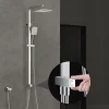 Homelody Colonne de Douche sans Mitigeur Systeme de Douche avec Douchette Set Kit de Douche en Acier Inox Réglable en Hauteur Chromé