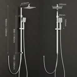 Homelody Colonne de Douche sans Mitigeur Systeme de Douche avec Douchette Set Kit de Douche en Acier Inox Réglable en Hauteur Chromé