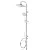 GoodHome Colonne de douche sans robinetterie avec pommeau + douchette 3 jets + flexible + barre réglable chrome Teesta