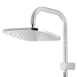 GoodHome Colonne de douche sans robinetterie avec pommeau + douchette 3 jets + flexible + barre réglable chrome Teesta