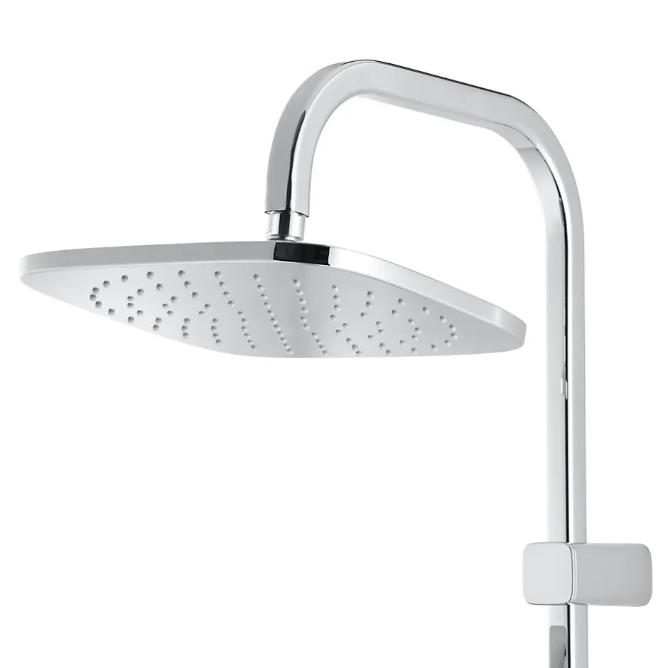 GoodHome Colonne de douche sans robinetterie avec pommeau + douchette 3 jets + flexible + barre réglable chrome Teesta