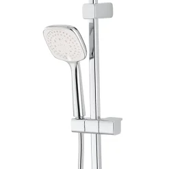 GoodHome Colonne de douche sans robinetterie avec pommeau + douchette 3 jets + flexible + barre réglable chrome Teesta