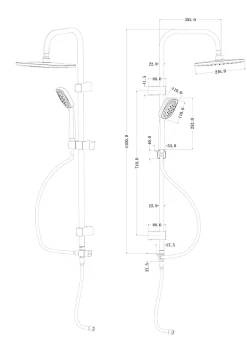 GoodHome Colonne de douche sans robinetterie avec pommeau + douchette 3 jets + flexible + barre réglable chrome Teesta