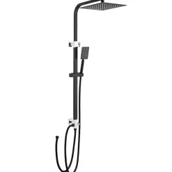 Auralum Max Colonne de douche sans robinetterie avec pommeau + douchette+ flexible + barre réglable, Noir* Robinet De Douche