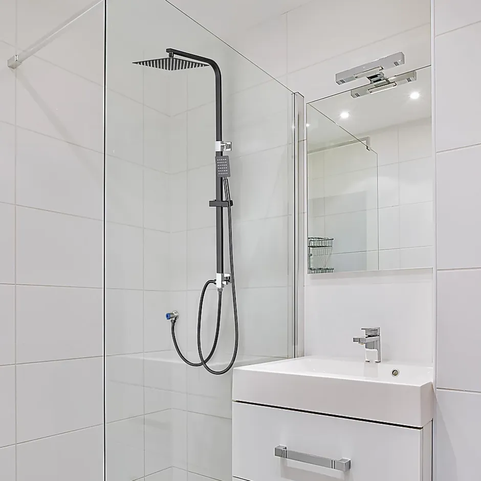 Auralum Max Colonne de douche sans robinetterie avec pommeau + douchette+ flexible + barre réglable, Noir* Robinet De Douche