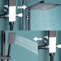Auralum Max Colonne de douche sans robinetterie avec pommeau + douchette+ flexible + barre réglable, Noir* Robinet De Douche