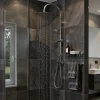 GoodHome Colonne de douche sans robinetterie avec pommeau + barre réglable + douchette 1 jet + flexible chrome Blyth* Colonne De Douche Sans Robinetterie