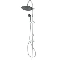 GoodHome Colonne de douche sans robinetterie avec pommeau + barre réglable + douchette 1 jet + flexible chrome Blyth* Colonne De Douche Sans Robinetterie