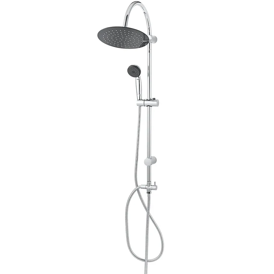GoodHome Colonne de douche sans robinetterie avec pommeau + barre réglable + douchette 1 jet + flexible chrome Blyth* Colonne De Douche Sans Robinetterie