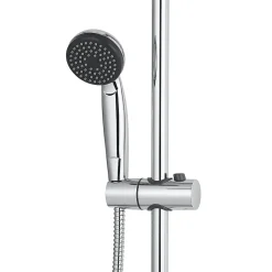 GoodHome Colonne de douche sans robinetterie avec pommeau + barre réglable + douchette 1 jet + flexible chrome Blyth* Colonne De Douche Sans Robinetterie