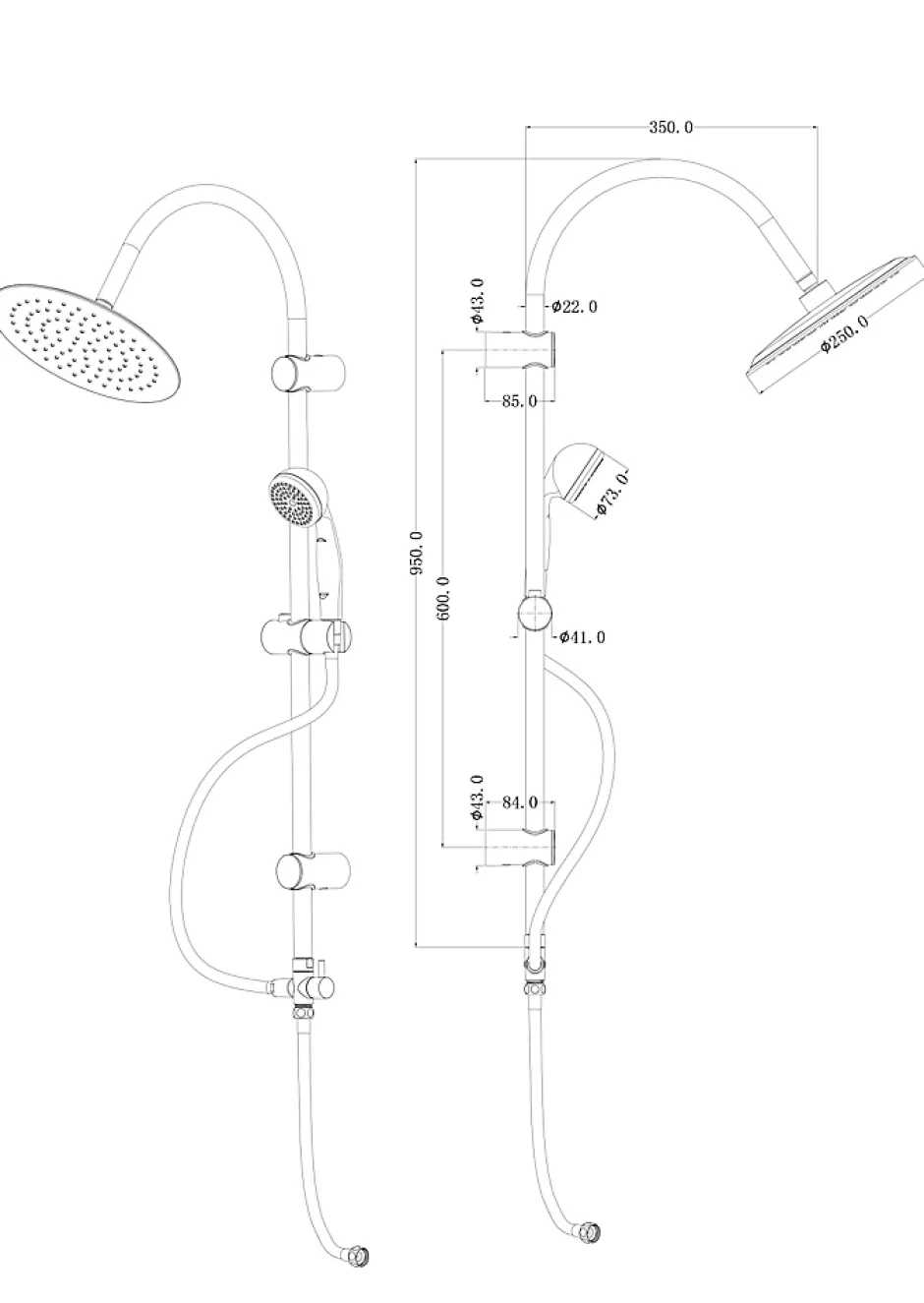 GoodHome Colonne de douche sans robinetterie avec pommeau + barre réglable + douchette 1 jet + flexible chrome Blyth* Colonne De Douche Sans Robinetterie