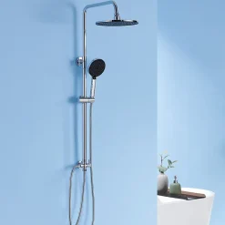 Sofetiy Max Colonne de douche sans robinetterie avec pommeau + douchette 4 jets + flexible + barre réglable, chromé