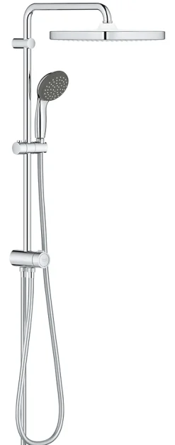 Grohe Colonne de douche sans robinetterie avec pommeau + douchette 1 jet + flexible + barre réglable Vitalio Start 250 Cube