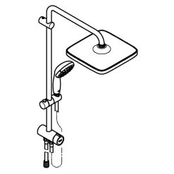 Grohe Colonne de douche sans robinetterie avec pommeau + douchette 1 jet + flexible + barre réglable Vitalio Start 250 Cube