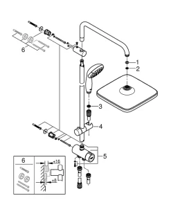 Grohe Colonne de douche sans robinetterie avec pommeau + douchette 1 jet + flexible + barre réglable Vitalio Start 250 Cube
