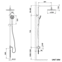Cecipa Max Colonne de douche sans robinetterie avec pommeau + douchette+ flexible + barre réglable* Robinet De Douche