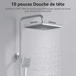 Sofetiy Max Colonne de douche sans robinetterie avec pommeau + douchette+ flexible + barre réglable, chrome* Robinet De Douche