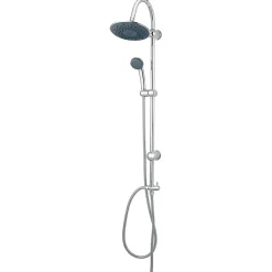 Colonne de douche sans robinetterie avec pommeau + douchette 1 jet + support + flexible 150 cm en inox chromé Nakri