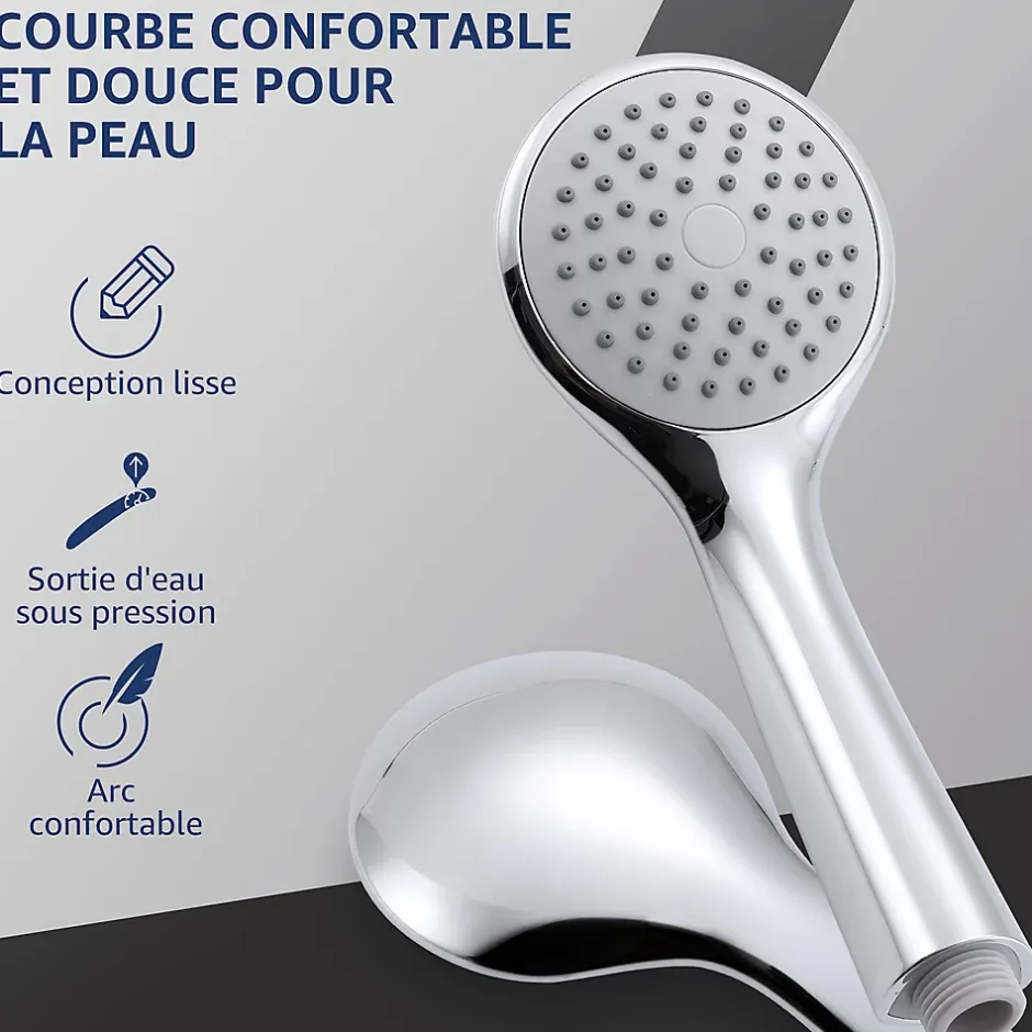 Homelody Colonne de Douche sans Robinetterie Murale Hydromassante avec Douchette et Pommeau de Douche Chromé