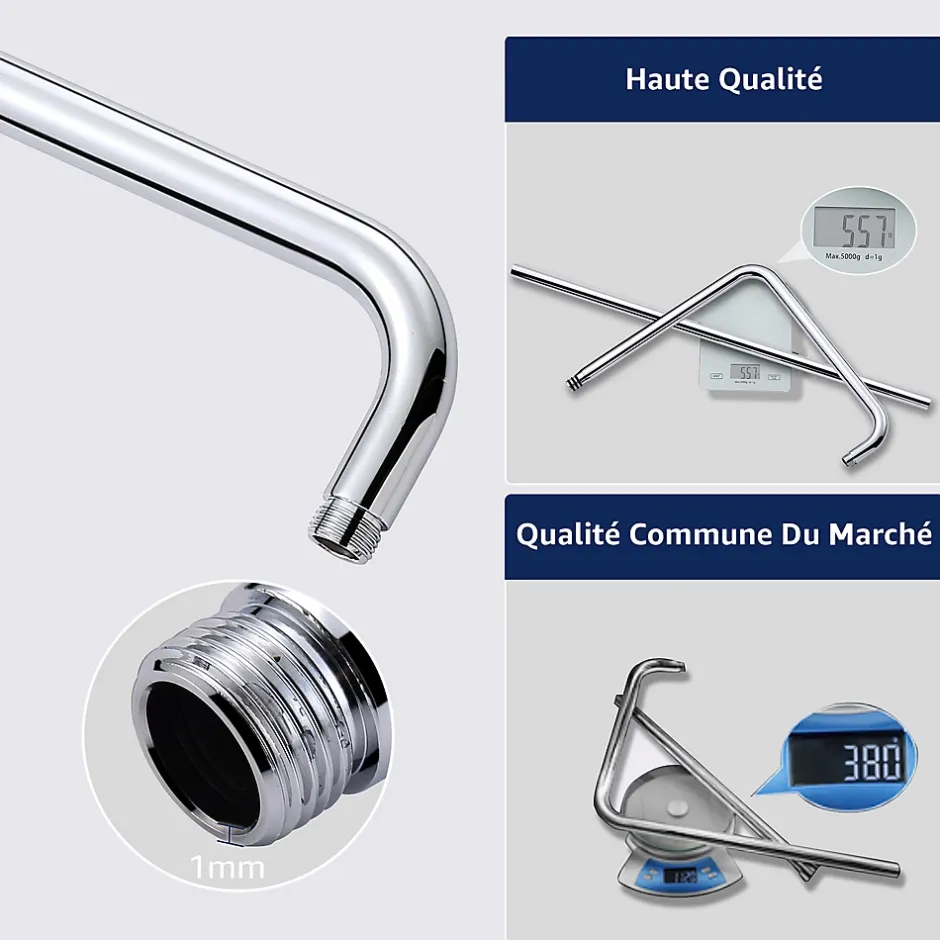 Homelody Colonne de Douche sans Robinetterie Murale Hydromassante avec Douchette et Pommeau de Douche Chromé
