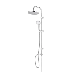 GoodHome Colonne de douche sans robinetterie avec pommeau + douchette 3 jets + flexible + barre réglable chrome Cavally* Colonne De Douche Sans Robinetterie