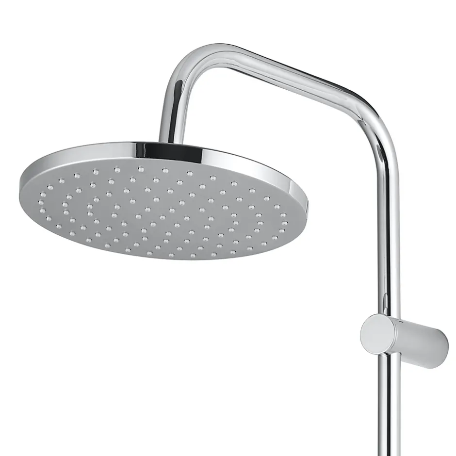 GoodHome Colonne de douche sans robinetterie avec pommeau + douchette 3 jets + flexible + barre réglable chrome Cavally* Colonne De Douche Sans Robinetterie