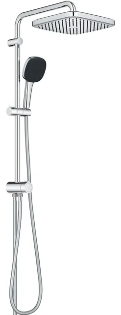 Grohe Colonne de douche sans robinetterie avec douchette + pommeau + flexible + barre, chrome carré, Vitalio Start 250* Colonne De Douche Sans Robinetterie