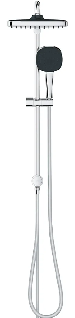 Grohe Colonne de douche sans robinetterie avec douchette + pommeau + flexible + barre, chrome carré, Vitalio Start 250* Colonne De Douche Sans Robinetterie