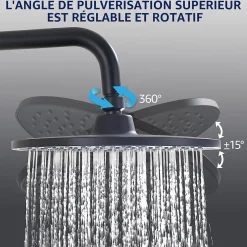 Homelody Colonne de Douche sans Robinetterie Effet Pluie avec Douchette 3 Fonctions Noir pour Salle de Bain* Colonne De Douche Sans Robinetterie