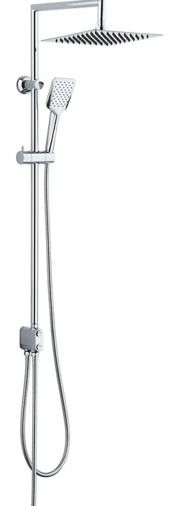 Edouard Rousseau Colonne de douche sans robinetterie avec pommeau + douchette 1 jet + flexible + barre réglable, chrome, Koniki