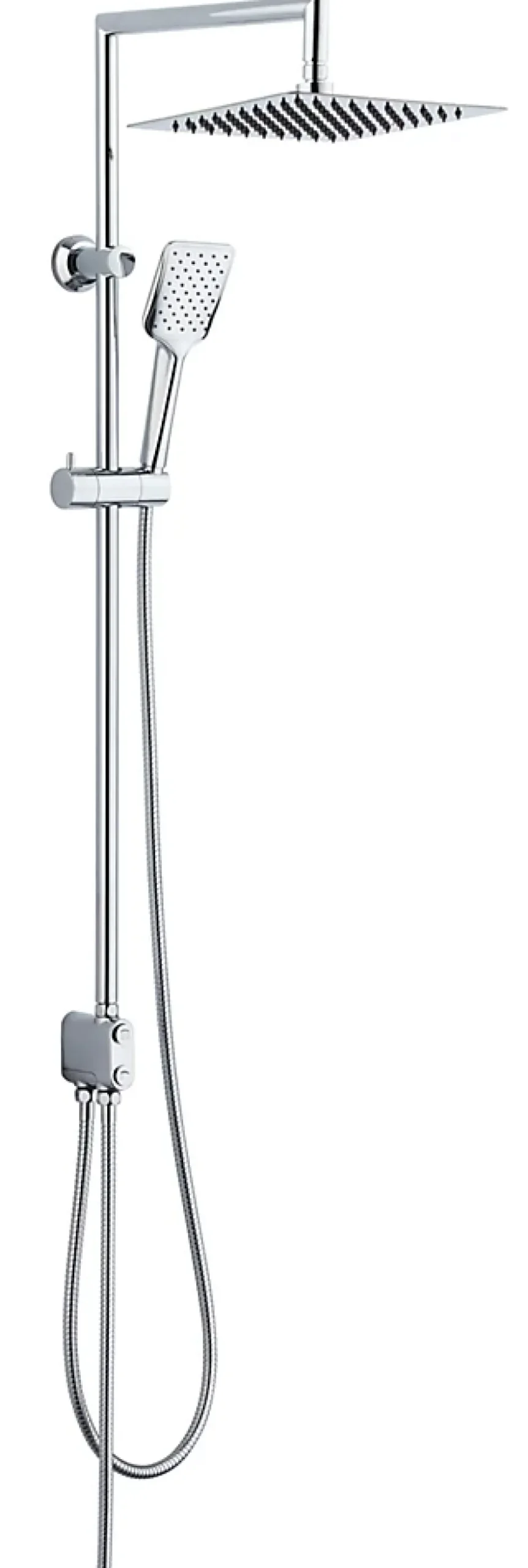 Edouard Rousseau Colonne de douche sans robinetterie avec pommeau + douchette 1 jet + flexible + barre réglable, chrome, Koniki