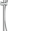 Hansgrohe Colonne de douche sans robinetterie avec pommeau + douchette 1 jet + flexible + barre de douche, chrome, Crometta E