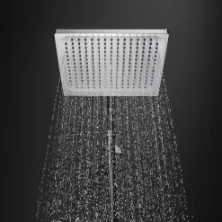 Hansgrohe Colonne de douche sans robinetterie avec pommeau + douchette 1 jet + flexible + barre de douche, chrome, Crometta E