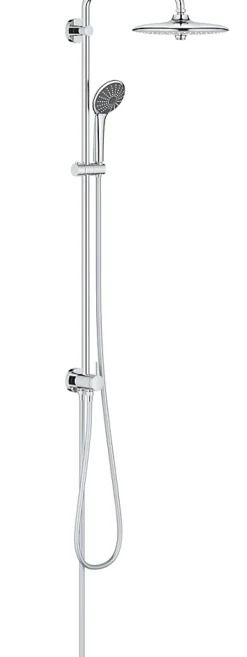 Grohe Colonne de douche sans robinetterie avec pommeau + douchette 3 jets + flexible + barre réglable, chrome, Vitalio Joy System 260* Colonne De Douche Sans Robinetterie