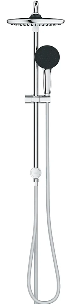 Grohe Colonne de douche sans robinetterie avec douchette + pommeau + flexible + barre, chrome rond, Vitalio Start 250