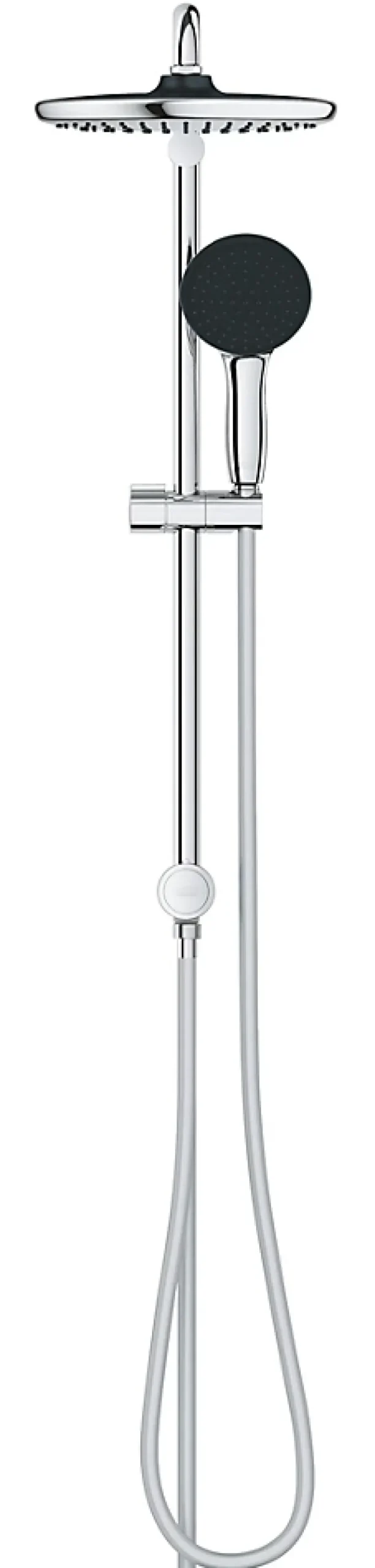 Grohe Colonne de douche sans robinetterie avec douchette + pommeau + flexible + barre, chrome rond, Vitalio Start 250