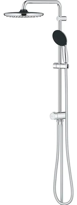 Grohe Colonne de douche sans robinetterie avec douchette + pommeau + flexible + barre, chrome rond, Vitalio Start 250