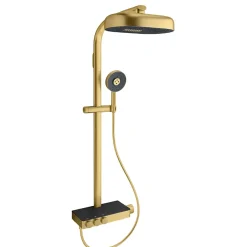 Jacob Delafon Colonne de douche thermostatique Grands Boulevards avec tablette en verre laiton brossé