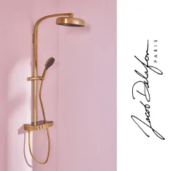 Jacob Delafon Colonne de douche thermostatique Grands Boulevards avec tablette en verre laiton brossé