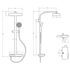 Jacob Delafon Colonne de douche thermostatique Grands Boulevards avec tablette en verre laiton brossé