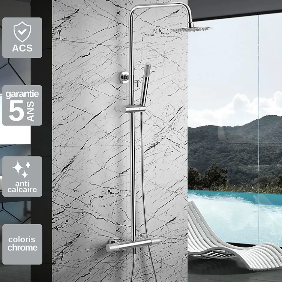 Imex Colonne de Douche Thermostatique Anti-Calcaire Chrome MONZA BTD038