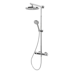 Schulte Colonne de douche thermostatique avec pommeau + douchette + flexible + barre réglable, coloris chrome, Rain* Colonne De Douche Thermostatique