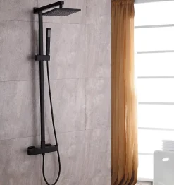 Bernstein Colonne de douche thermostatique murale laiton + tête de douche 23x23cm - Noir mat - 110x15cm - SEDAL 8921B